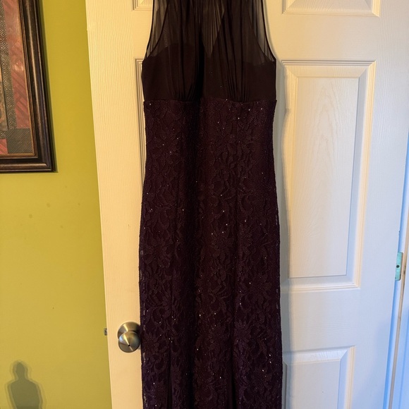 Night Way Collections Deep Purple Sequins and Glitter Mesh Formal - Picture 3 of 7